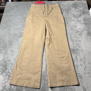 A.L.C Kyt Corset‎ Lace up Wide Leg Pants Khaki Size 4 Boho Indie Western